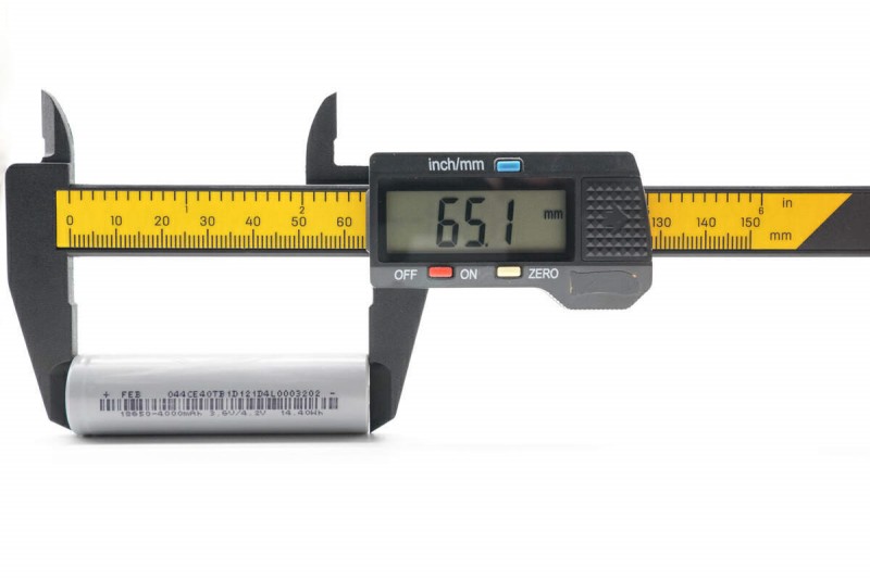 Length measurement reference for an 18650 lithium-ion cell